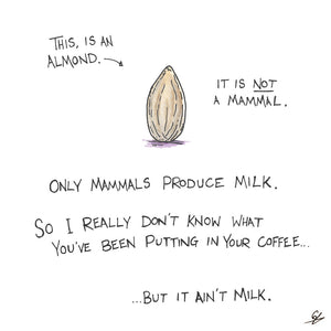 Almonds are not Mammals. So no Almond Milk